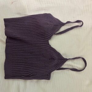 Forever 21 Ribbed Knit Crop Top - Dark Purple
